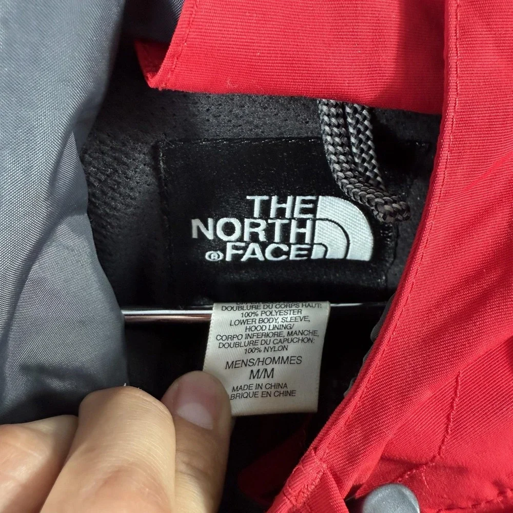The North Face Jacket Mens Medium Red Gray HyVent Hooded Waterproof Ski Shell